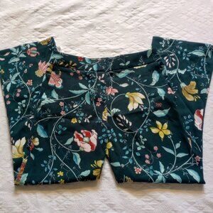 Ann Taylor LOFT Emerald Green Vine Floral Trouser Work Pants Women’s Size 4